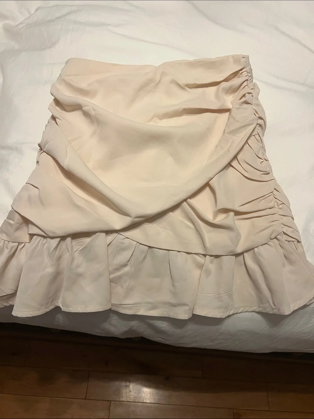 SHEIN Cream Ruffle Ruched Mini Skirt - Picture 1 of 1